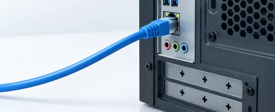 Diagnostic fork showing different checks for a 100-Mbps Ethernet link and a gigabit link with slow internet.